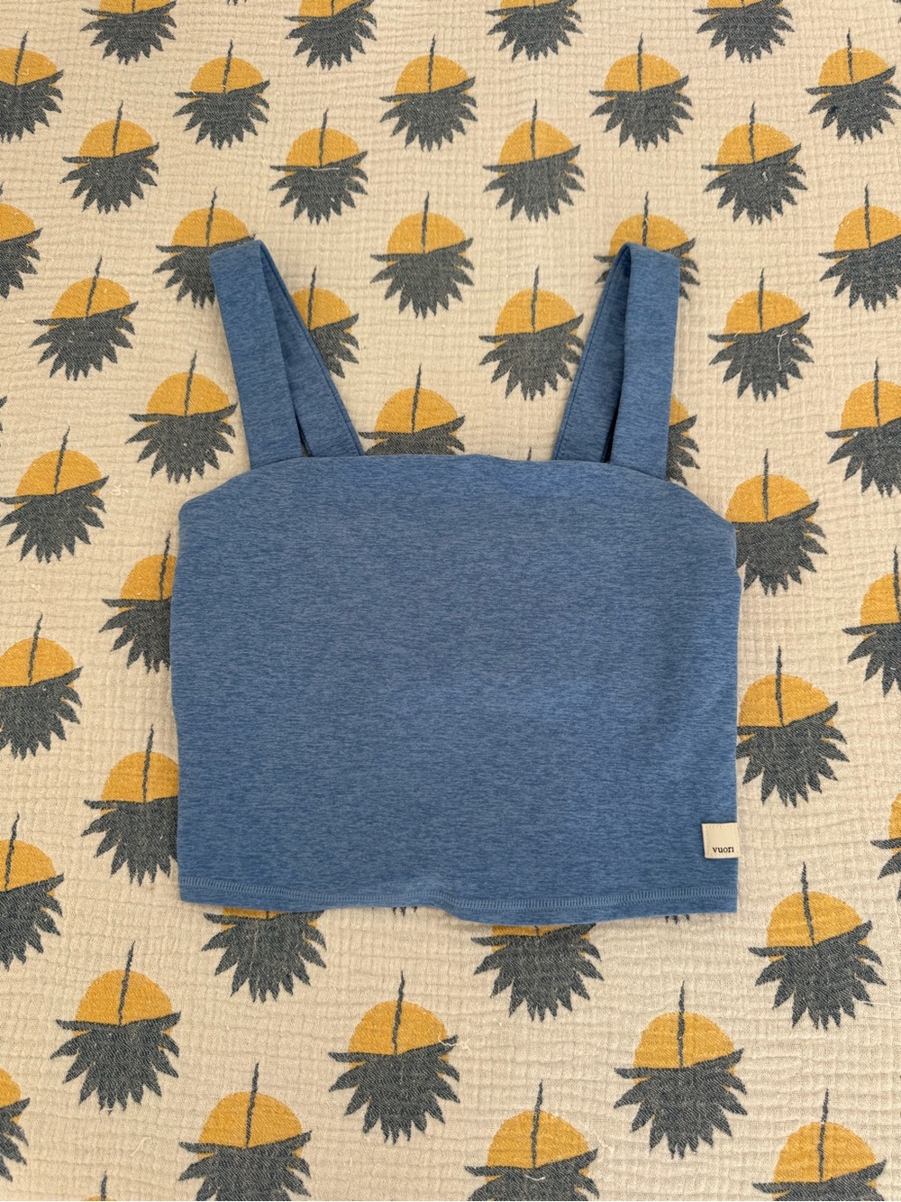 Vuori Indigo Square-Neck Cropped Tank